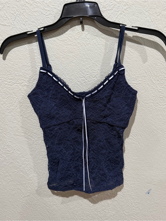 Hollister Tops - Hollister Navy Lace Cami with White Trim Y2K EUC